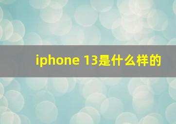 iphone 13是什么样的